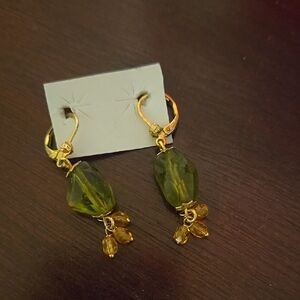 Gold and Green Earrings